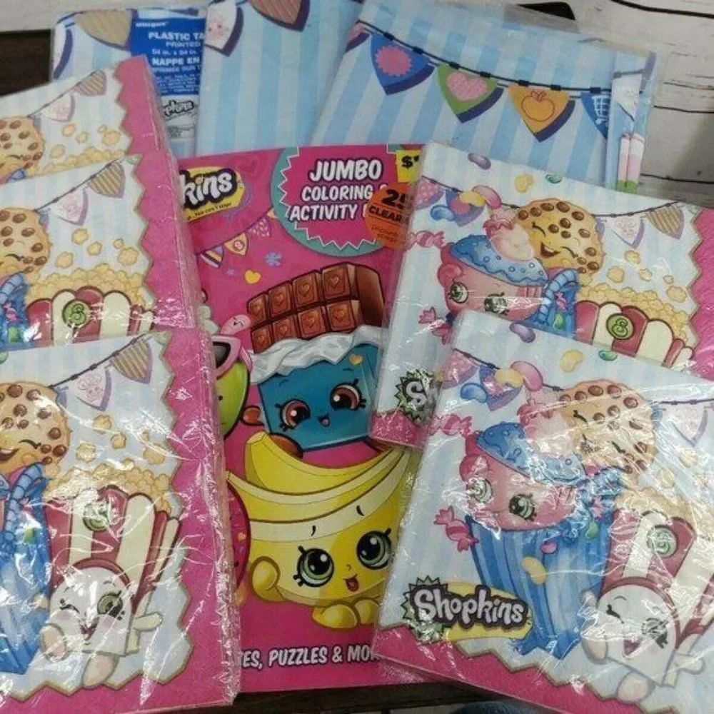 Shopkins Kooky Cookie Table‎ Cover Birthday Party Decorations Napkins Book